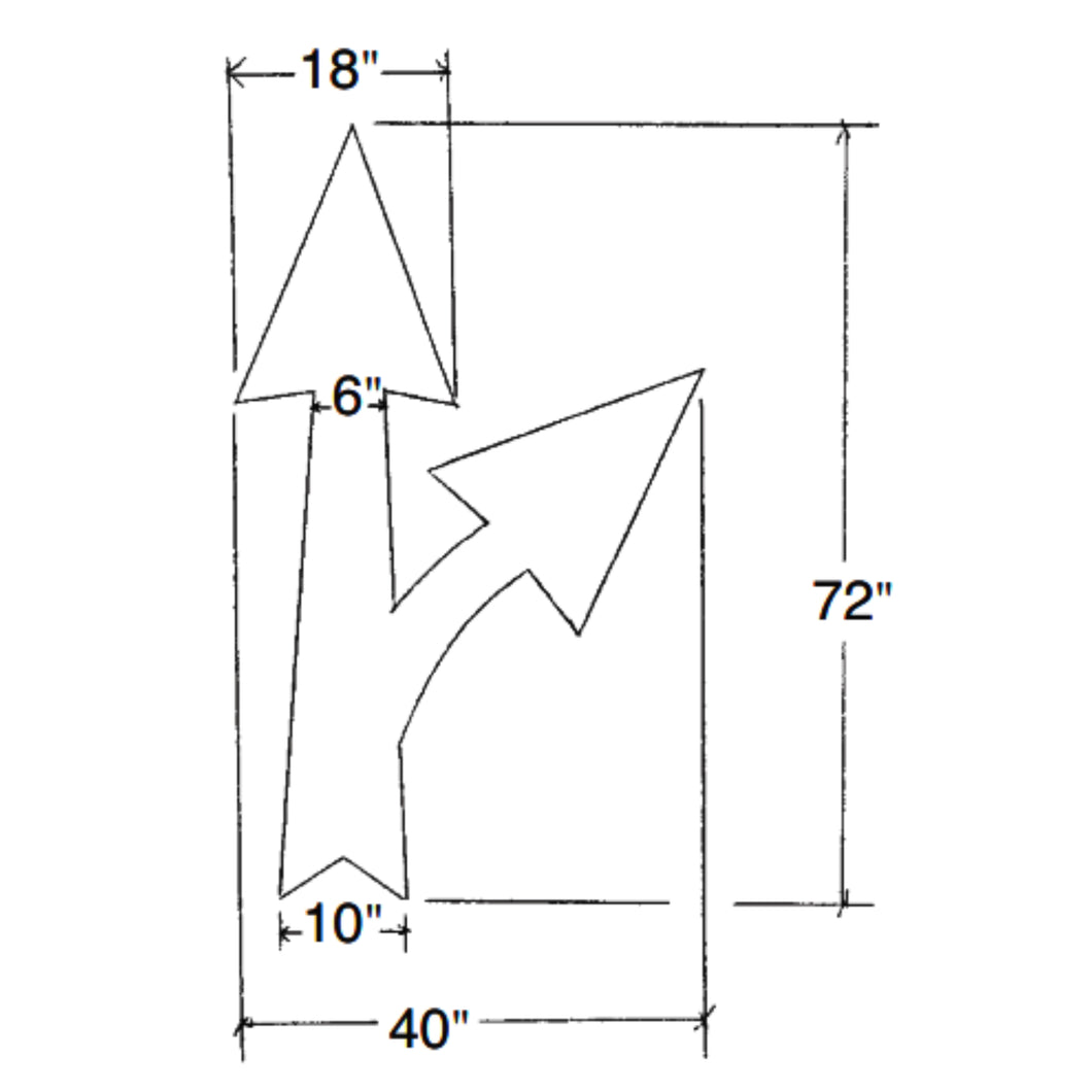 119G- DOT Bike Ln Curve & Straight Arrow Symbol Stencil- 18