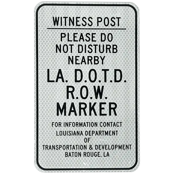 LA DOTD ROW Marker Sign 6.5