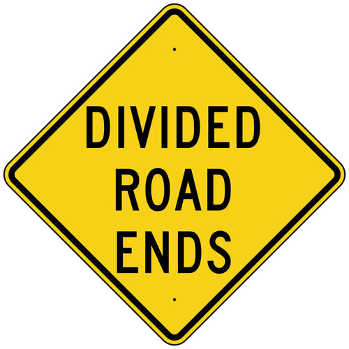 W6-2b Divided Road Ends Sign 36