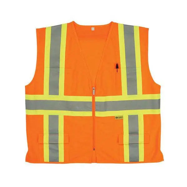 ANSI Class 2 Vest - Orange - Contrasting Stripes