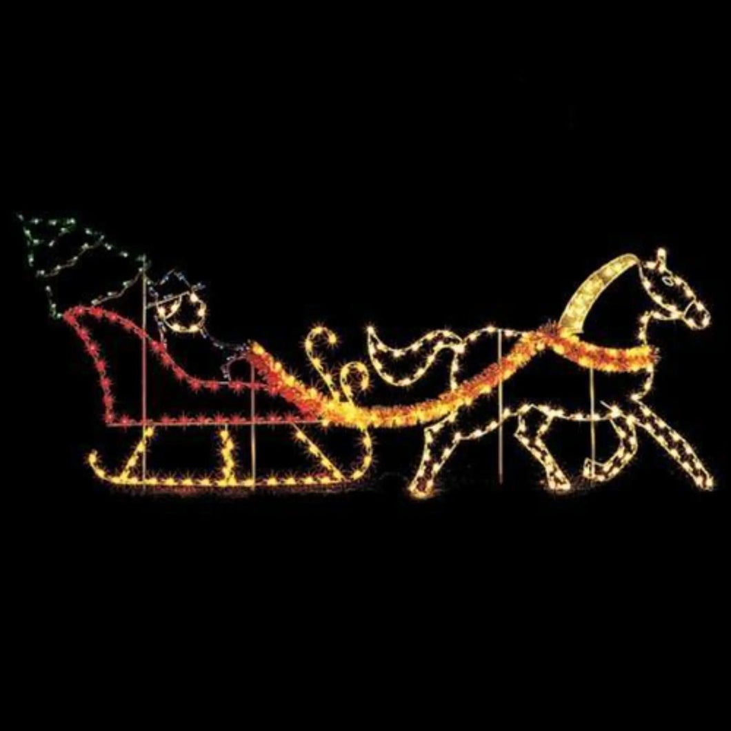 6' Yuletide Horse & Sleigh Decoration