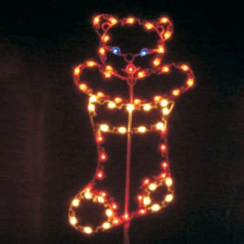 4' Bear in Stocking Lighted Yard Decoration