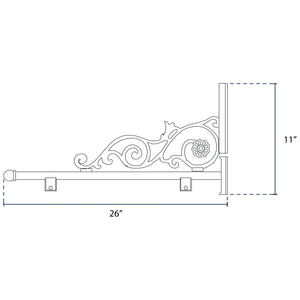 Flower-Vine Scroll Decorative Bracket - Black