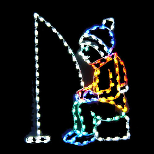 Boy Ice Fishing Lighted Yard Decoration