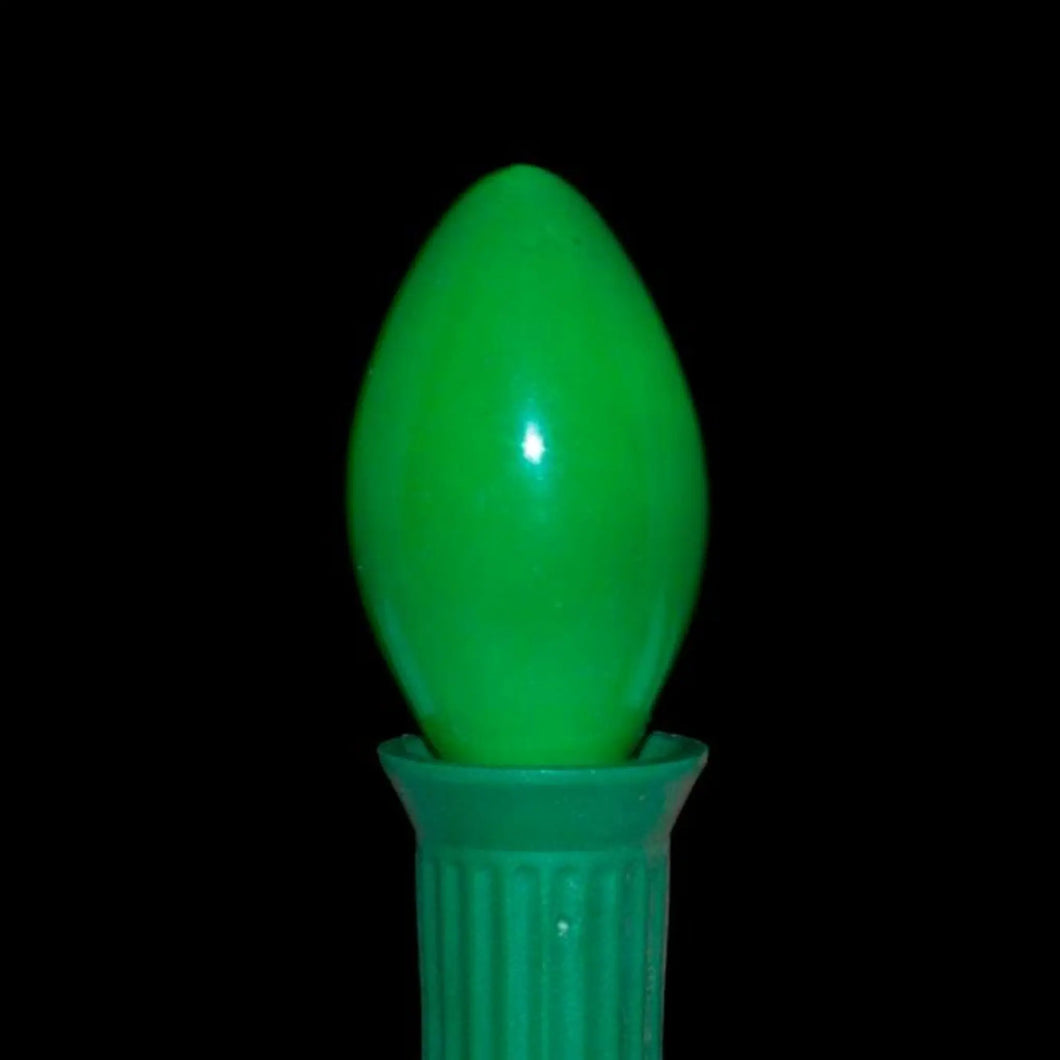 C7 Green LED Light Bulbs | Smooth Opaque | PK-25