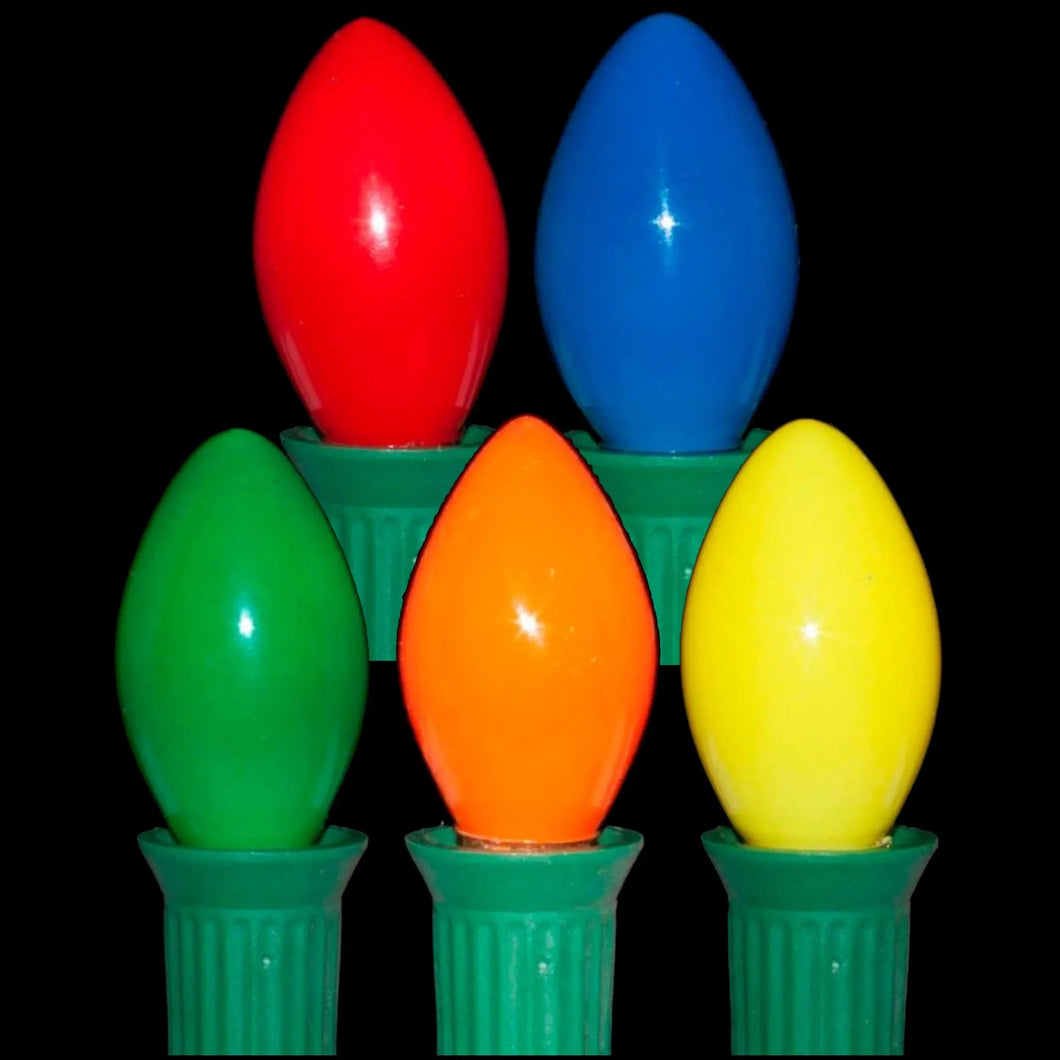 C7 Multi Color LED Light Bulbs | Smooth Opaque | PK-25