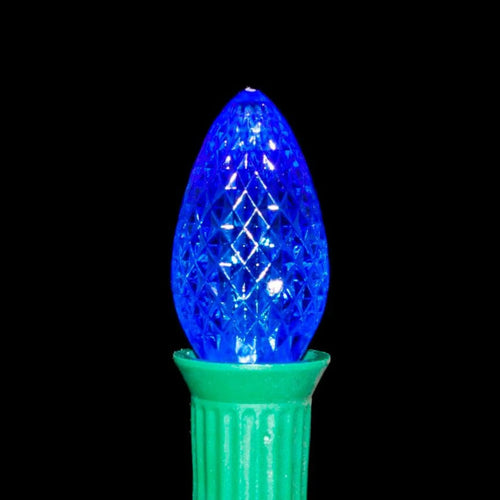 C7 Blue LED Light Bulbs | Faceted Twinkle | PK-25