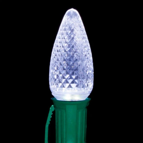 C9 Cool White LED Light Bulbs | Faceted Twinkle | PK-25