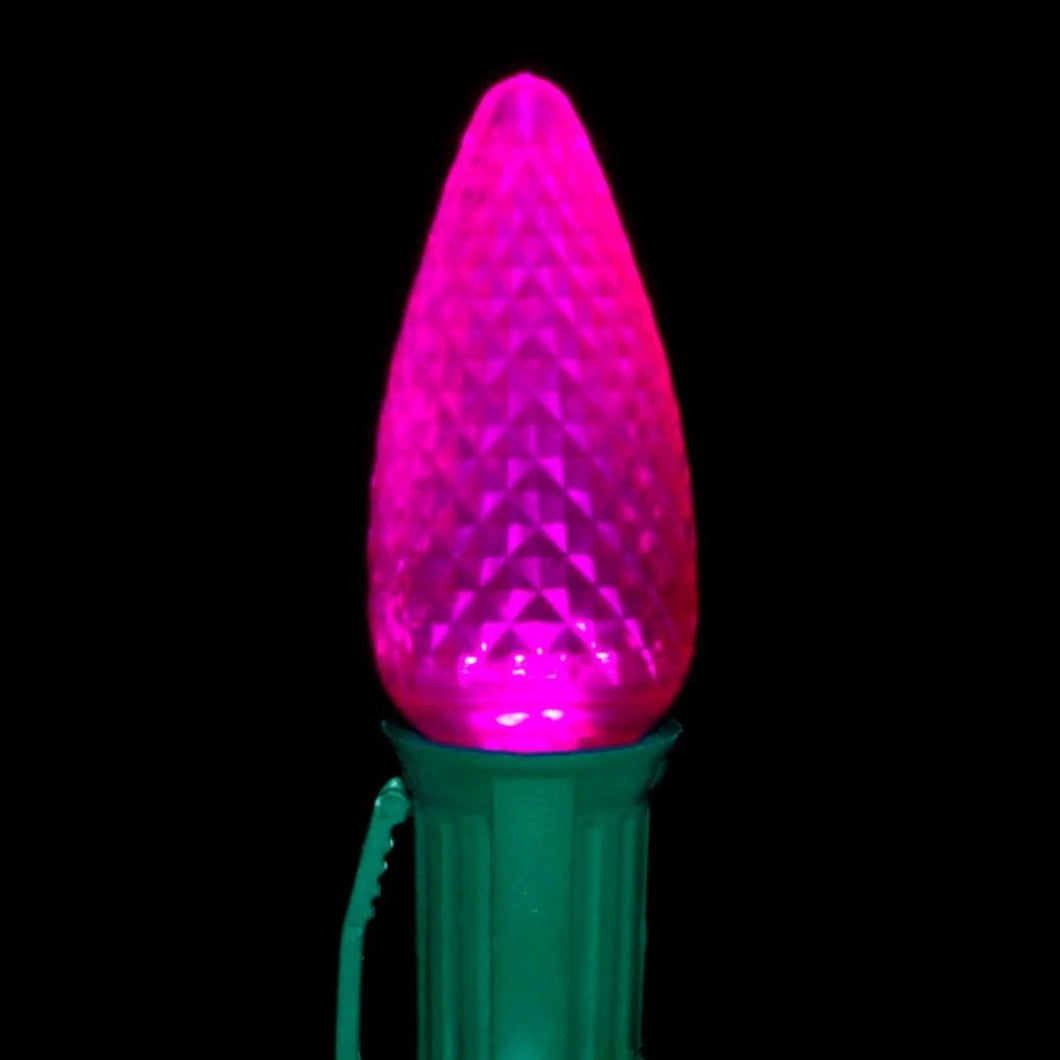 C9 Pink LED Light Bulbs | Faceted | PK-25