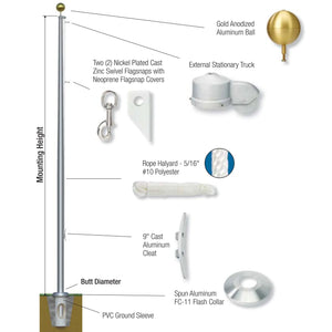 Estate Series Flagpole - External Halyard