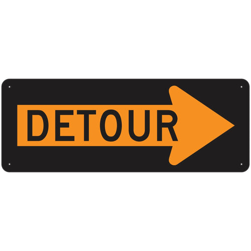 M4-10R Detour In Right Arrow Sign 48