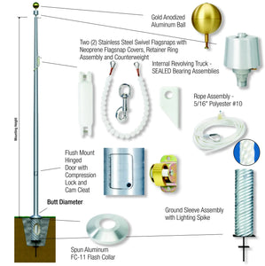 Monarch Series Flagpole - Internal Halyard