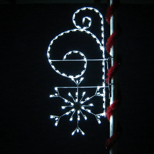 PM3SF-SCRL 7' Silhouette With 3' Snowflake with Scroll - Lighted Pole Mount Decoration