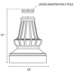 Decorative Two-Piece Base for 3"OD Round Poles - Black