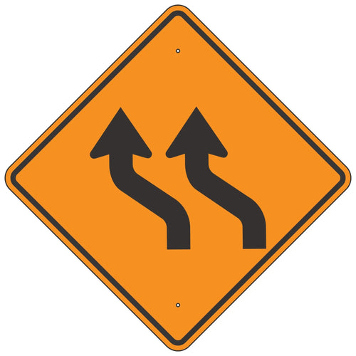 W1-4BL Double Reverse Curve Left Horizontal Alignment Sign