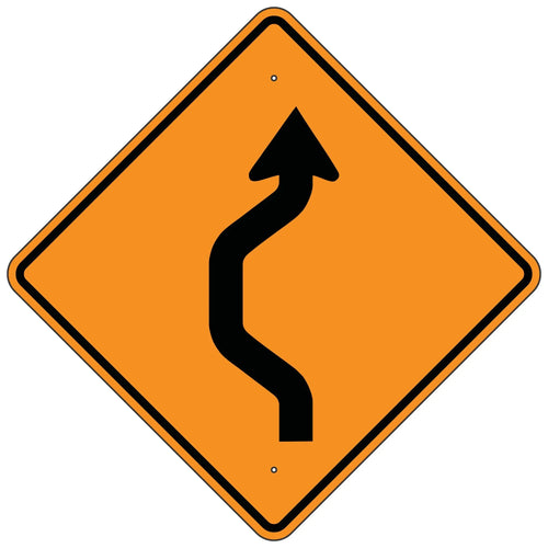 W24-1L Left Double Reverse Curve Sign