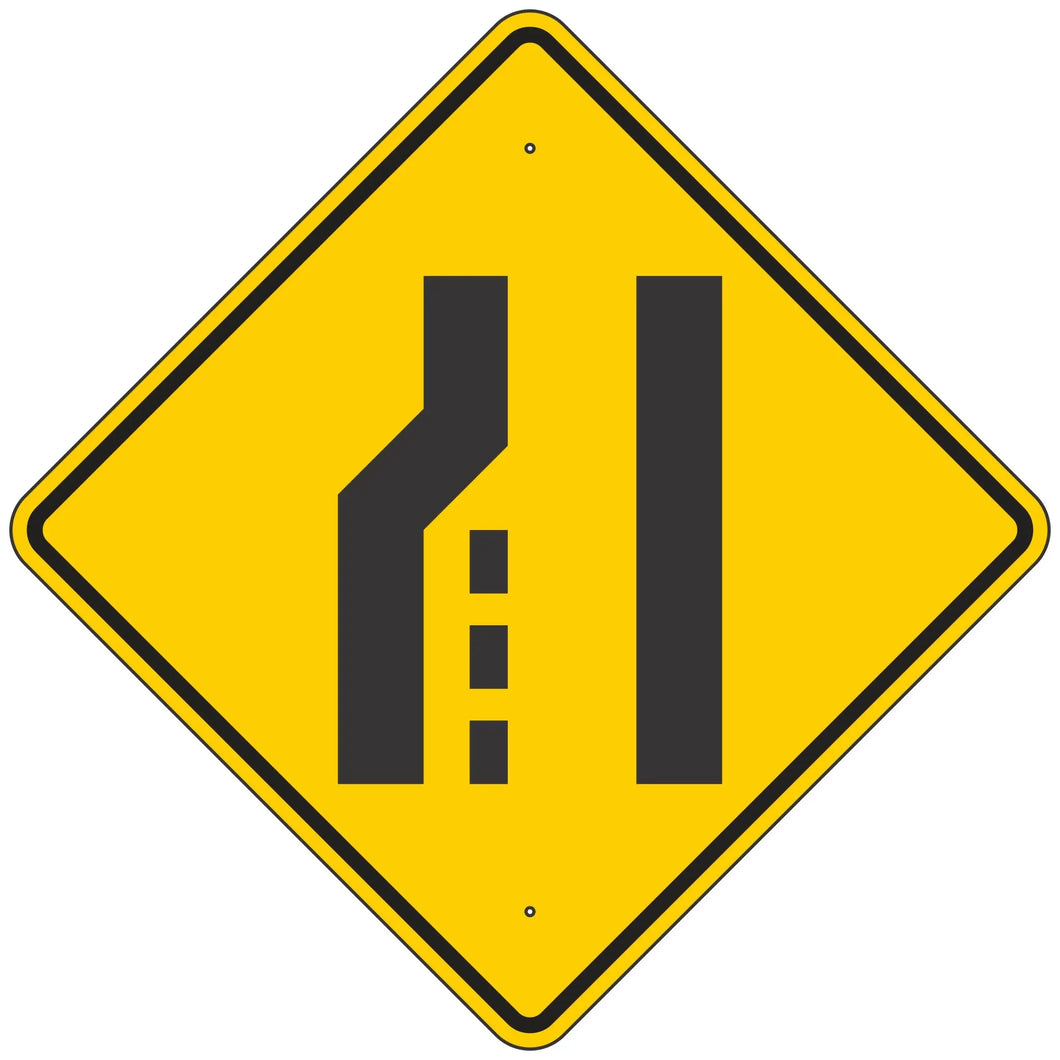 W4-2L Left Lane Ends Sign