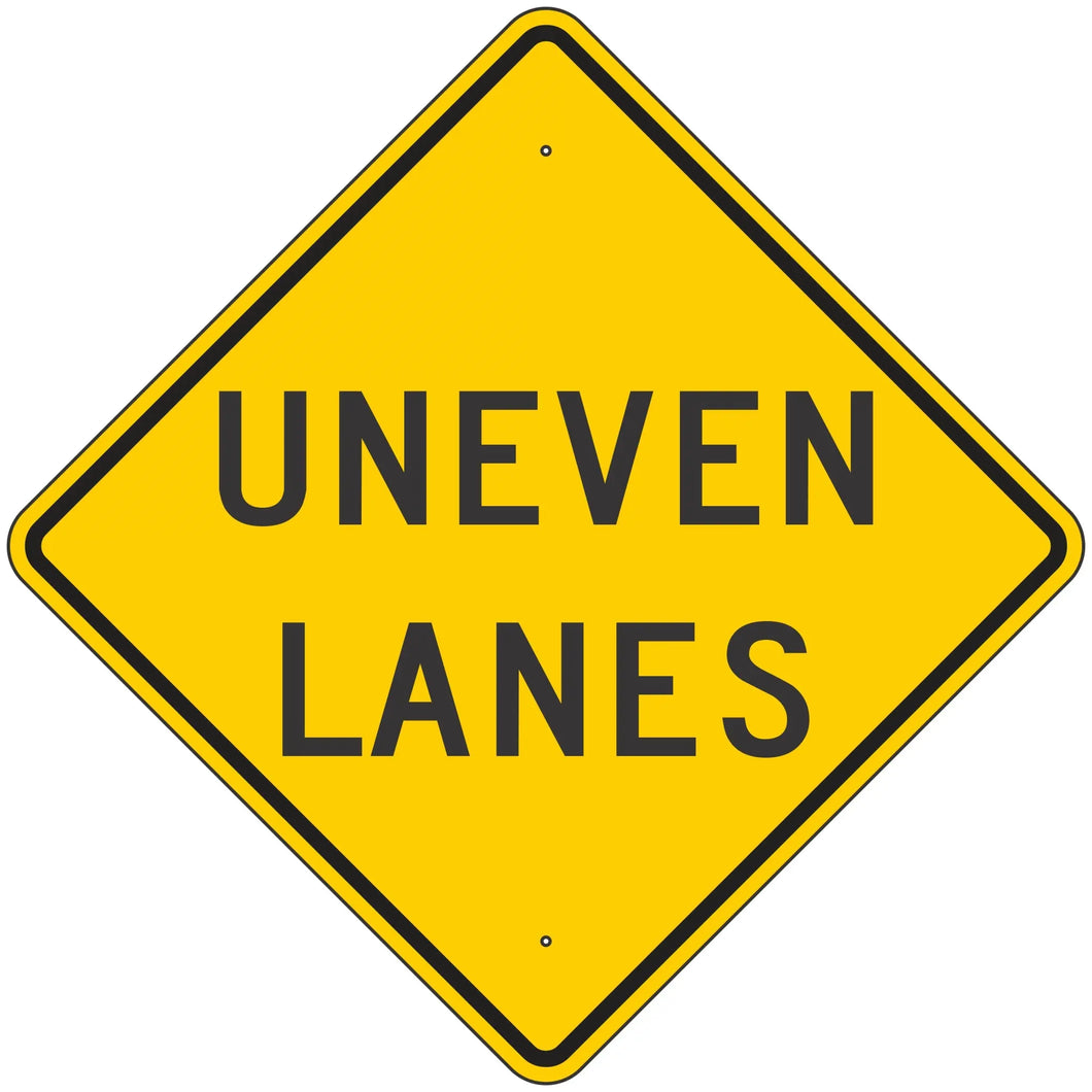 W8-11 Uneven Lanes Sign