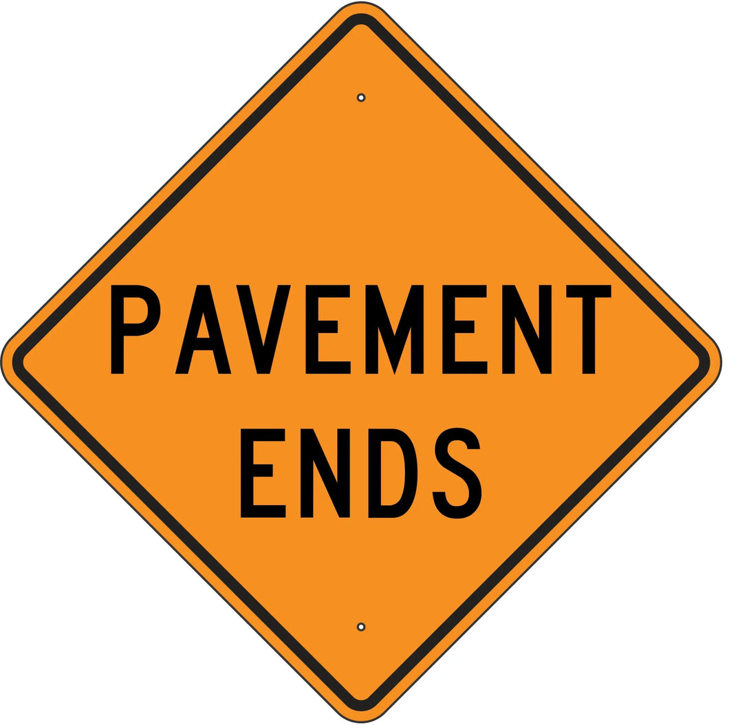 W8-3 Pavement Ends Sign