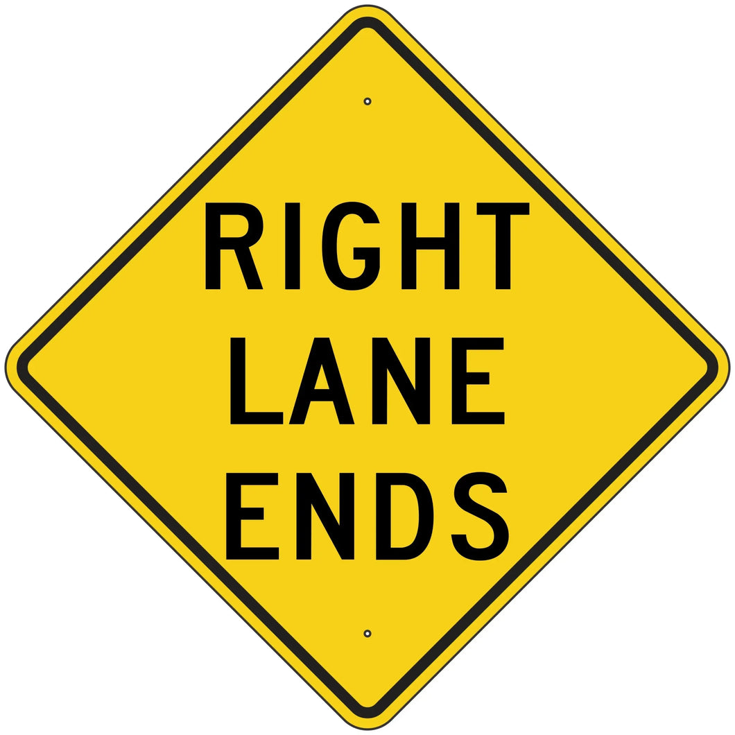 W9-1R Right Lane Ends Sign