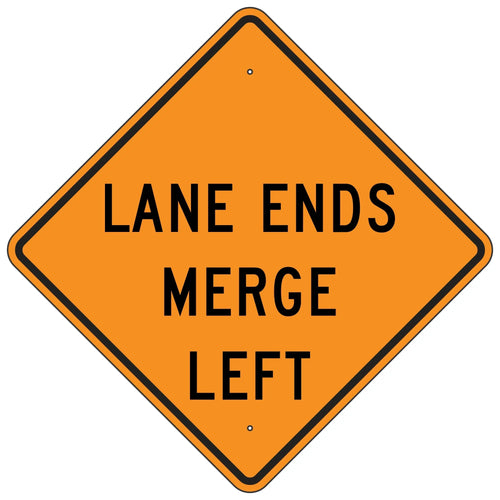 W9-2L Lane Ends Merge Left Sign