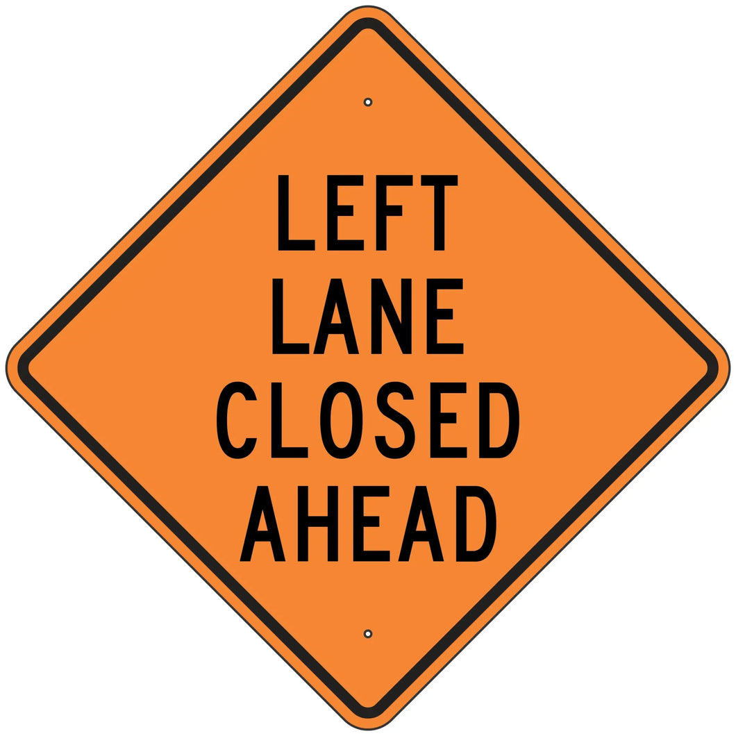 W9-3L Left Lane Closed Ahead Sign