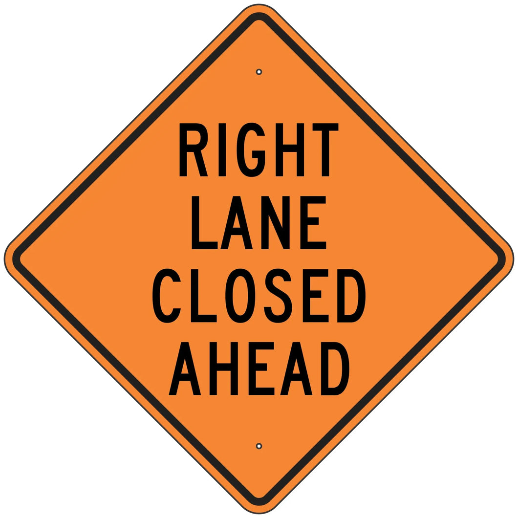 W9-3R Right Lane Closed Ahead Sign