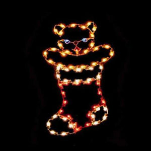 4' Bear in Stocking Lighted Yard Decoration