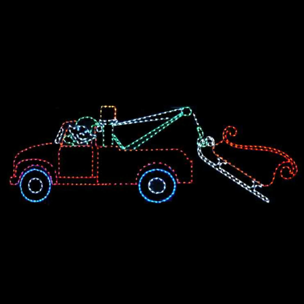 Wrecker Towing Sleigh Lighted Yard Decoration