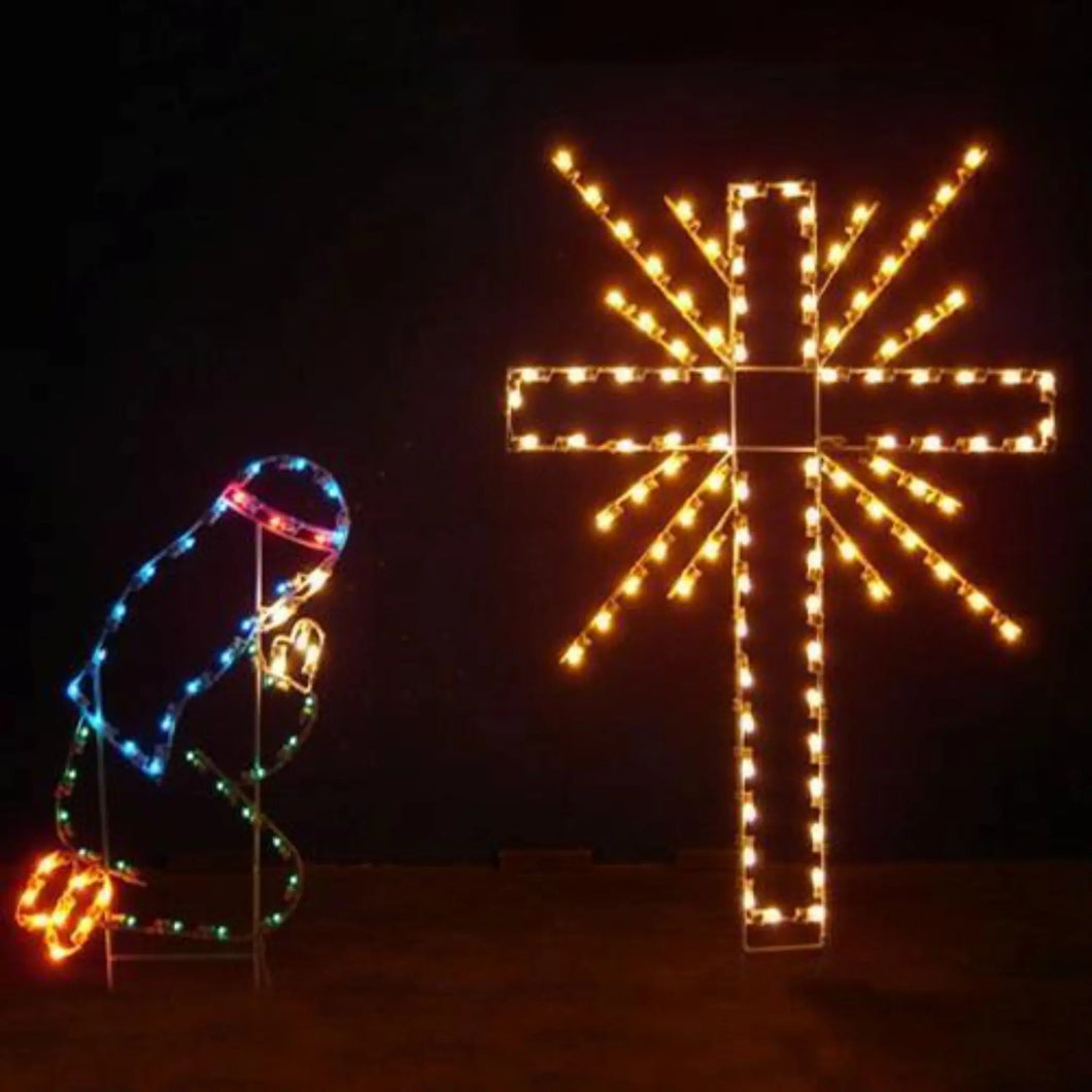 4' Shepherd Boy Kneeling with 6' Cross