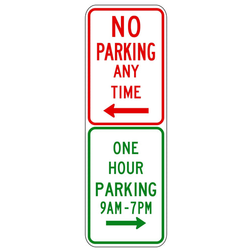 No Parking/One Hour Parking (Combined Sign)