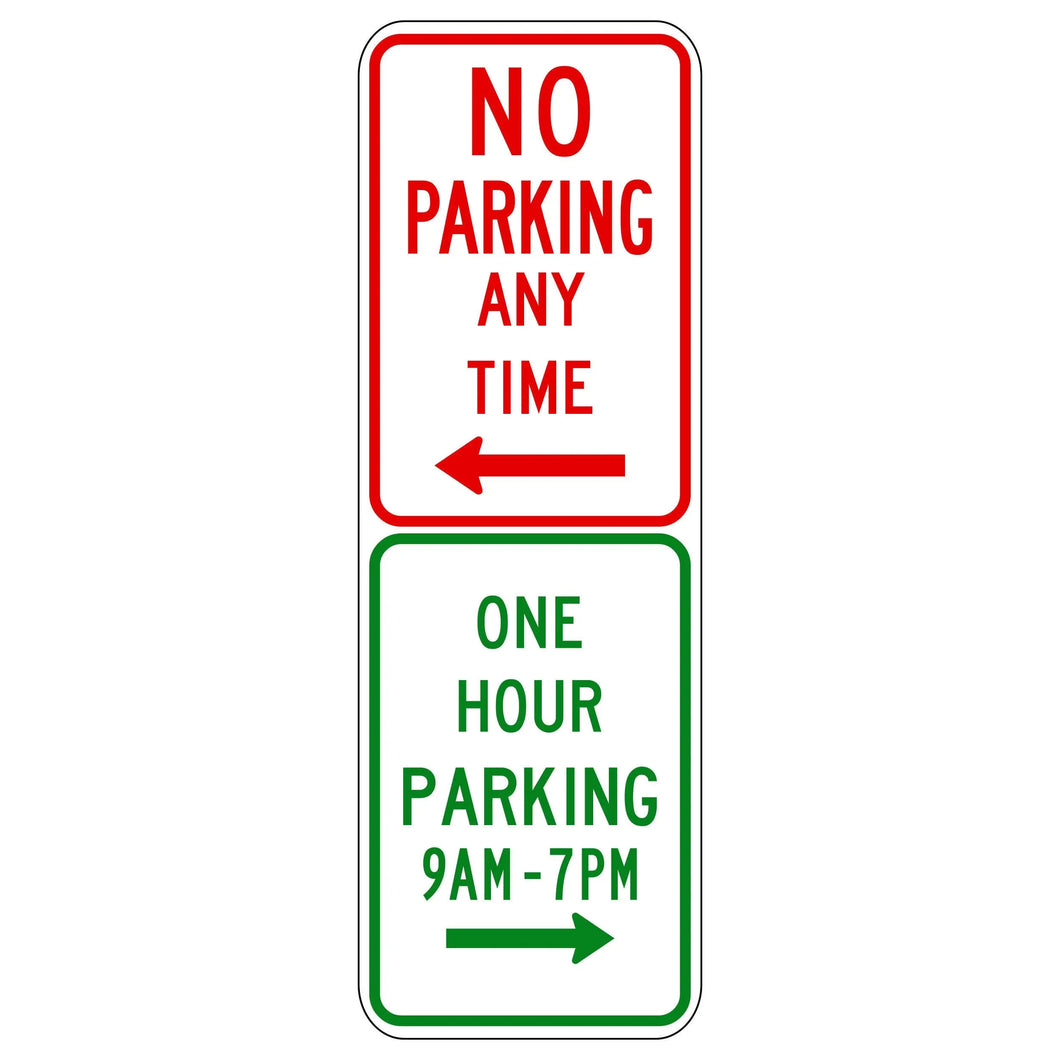 No Parking/One Hour Parking (Combined Sign)