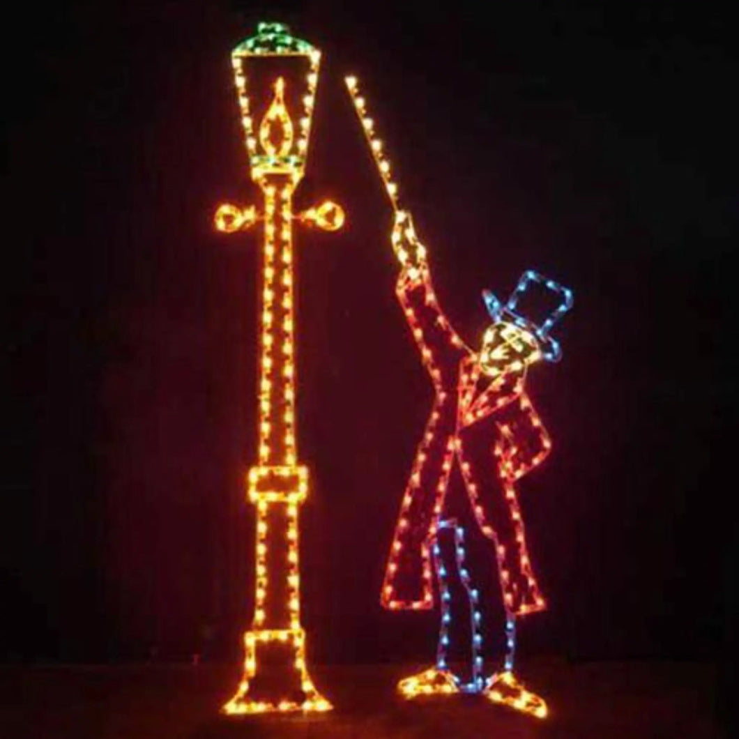 11' Yuletide Lamp Post & 7' Lamp Lighter Decoration